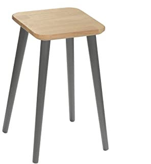 Massiver moderner Hocker aus Eichenholz in quadratischer Form hergestellt in EU (Buchenholz dunkelgraue Beine, 54 cm Höhe)