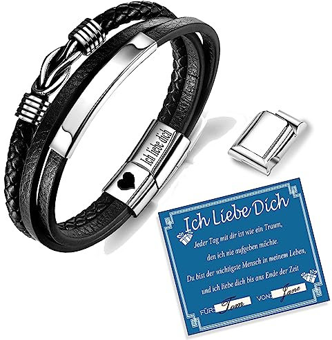 Weihnachtsgeschenke Geschenke für Männer Ehemann Freund - Weihnachten lederarmband mit Gravur  Ich liebe dich  Hochzeitstag Jahrestag Geburtstagsgeschenk Liebesgeschenke für Männer
