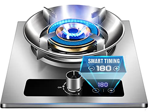 Gas Hob Built-In Gas Cooktop, 1 Zones Burner Gas Hob,Flameout Protection & Timing Function(I LPG) (E NG)