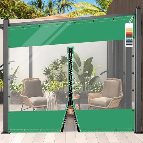 AMXFS Bâche de Protection Transparente, imperméable avec œillets, 0,55 mm, en PVC, 530 g/m², résistante aux intempéries, à la Pluie, pour pavillon, Balcon, Meubles de Balcon - 2 x 2,2 m