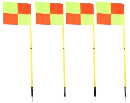 VGEBY Eckfahnen-Set für Fußballplatz mit 4 Quadratischen Flaggen, 4 Stück, 2 Abschnitte, 1,5 M, Fußballstangen, Fußballausrüstung für das Training Im Freien