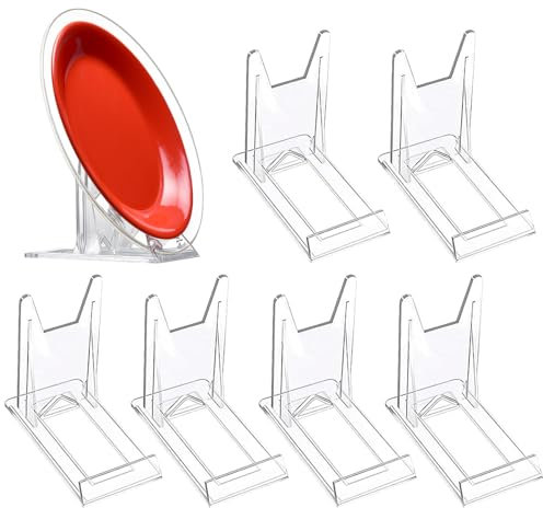 aghoer 6 stycken akryltallriksställ, justerbar plast dekottallrikshållare, transparent displaystativ, bildstativ, för fotodisplayer, tallrikar, bordskort, kokböcker