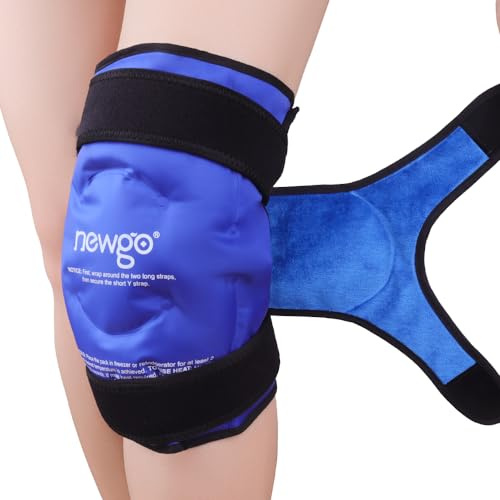 NEWGO XXXL Gel-Kühlmanschette für das Knie – Wiederverwendbare Kältebandage, Umschließt das gesamte Kniegelenk, Zur unterstützenden Anwendung nach Operationen und bei Beschwerden