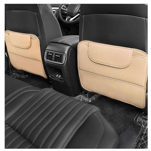 MAJHER Auto Rückenlehnenschutz für Porsche Cayenne/Cayenne Coupe, PU Leder Autositz Rücksitz Organizer Anti-Schmutzig Rücksitzschoner mit Taschen Wasserdicht Zubehör,C/beige