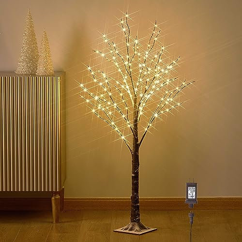 Hairui beleuchteter Schnee Staub Zweig Baum mit 200 LED Feen Lichter 120CM für Innen-Outdoor Home Thanksgiving Weihnachtsferien Dekoration