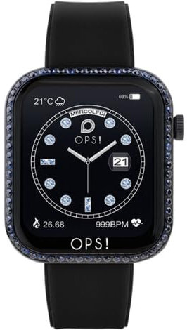NADIR Orologio Smartwatch Donna Opssw-37 Diamonds Ops Call Cintuirno in Silicone Nero