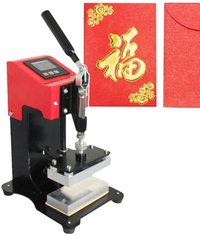 Pressa A Caldo Idraulica, Pressa A Caldo Manuale, Pressa Idraulica Con Doppie Piastre Riscaldanti Pannello Di Controllo Digitale,Red