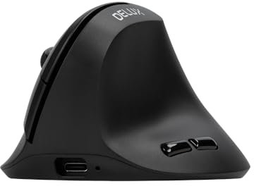 DELUX Ratón ergonómico ligero inalámbrico, ratón vertical recargable para manos pequeñas, 84 g, 6 botones, 4000 DPI, 2.4G/Bluetooth 5.2, modo dual para túnel carpiano