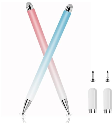 Tablet Stift 2 in 1 Touchscreen Stylus Pen für alle Handys/Tablets iPhone i-Pad Pro Mini Samsung Huawei Xiaomi Surface Chromebook (Pink+Blau)