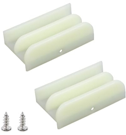 Pastlla Lot de 2 guides inférieurs de porte de douche coulissante (suspendues sur le haut) avec vis, pour canaux de 1,27 cm pour porte en verre de salle de bain - Pièces de rechange