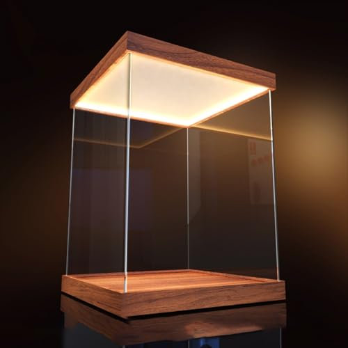 Boite Acrylique Vitrine Cubique avec Éclairage Intégré, Caissons de Présentation en Acrylique de 20, 25, 30, 40, 50, 60 et 70cm de Hauteur, Vitrine à Monter Soi-même à Haute Transmission(L25xW35xH60cm
