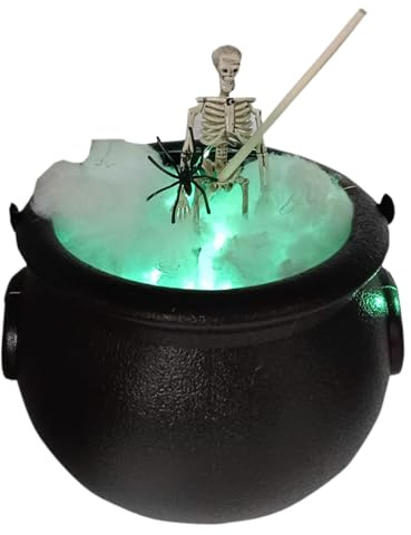 Großer 40cm | Großer Halloween Deko Für Innen Skelett Und Lichtern,Schwarzer Hexenkessel Zur Deko Drinnen Und Draußen Für Zuhause