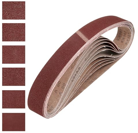 QUARKZMAN 25mm x 1067mm Nastri Abrasivi, 12Pz 60/80/120/150/240/400 Grana Carta Vetrata per Levigatrice Ossido di Allumina Per Lavorazione Legno, Lucidatura Metalli, Affilatura Coltelli | Carta Vetrata, Ossido di Allumina, per Levigatrice, per Lavorazione Legno, Lucidatura Metalli, Affilatura Coltelli