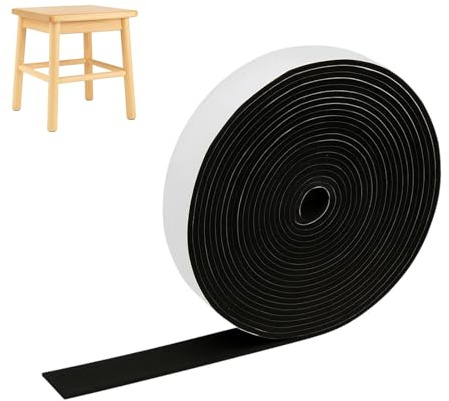 Feutrine Autocollante de 20mm x 5m, Patins en Feutre Auto-adhésifs pour Protection de Sol, Patin antiderapant pour Meubles, Isolation Phonique et Anti-Rayures (Noir)