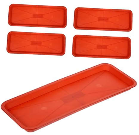 Gadpiparty Lot de 5 Plateaux Rectangulaires en Polypropylène Brique Rouge Soucoupes Peu Profondes pour Plantes de Rebord de Fenêtre Bac de Récupération d'eau pour Pots Accessoire