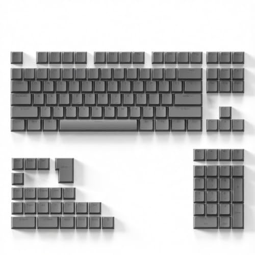 131 Keys PBT Keycaps Set, OEM Profile Double-Shot Injection Keycaps with Translucent Characters, PBT Backlit Keycap Set for 61/68/75/84/87/98/104 Layout Mechanical Keyboards (gray)