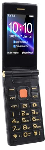 XUMIUZIY Cellulare a Conchiglia per Anziani, Telefono a Conchiglia Sbloccato 4G LTE con Doppio Schermo da 2,8 + 2,4, Pulsante SOS, Pulsanti Grandi, Altoparlante, ID Chiamante, C (BLACK)