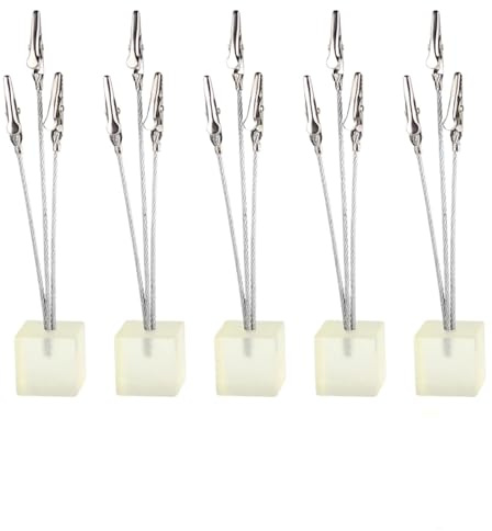 LOAFTWICRE Anteckningshållare 3-tråds anteckningsklämma Kub Bild Noteskorthållare Skrivbord Papper Fotoklämmor Bordsställ Plats Kontor(Color4-5PCS)