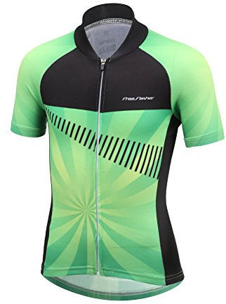 LSERVER Maillot de Cyclisme Manches Courtes pour Enfant, Fluorescence vert, 2X (Convient à 11-13 ans)