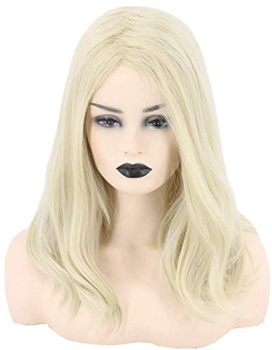 Topcosplay Haarersatz-Perücke, blond, für Cosplay, Halloween, Kostüm, Party, Seitenscheitel, ohne Pony