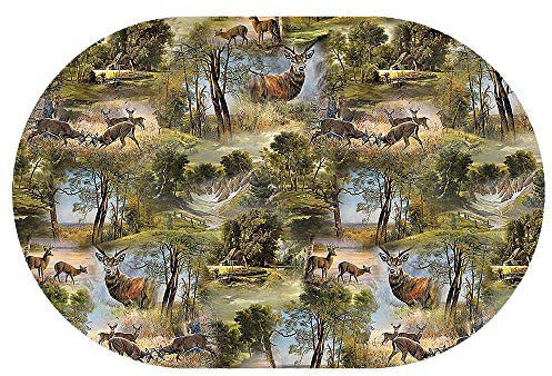 Wachstuchtischdecke Wachstuch Tischdecke Gartentischdecke Rund Oval Jagd Wild Oval 130 x 160 cm abwaschbare Wachstischdecke