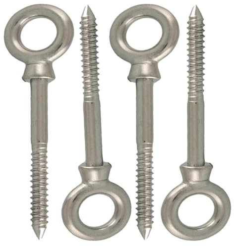 M6 Wood Eye Screw Threaded Bolt Made of Stainless Steel for Secure Wood Connection Direct Timber Mounting M6 x 60mm (Pack of 4)