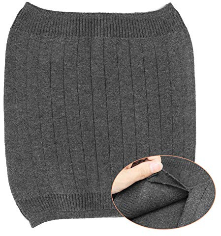 Double Thicken Thermal Cashmere Knit Warmer Band Abdominal Binder Stomach Lumbar Lower Back Support Brace Waist Wrap Belt Belly Band Warm Kidney (Double Cashmere+Grey, M for waist girth 57-90CM)