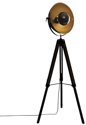 Atmosphera - Lampadaire trépied Lahti noir et doré - métal H162 cm