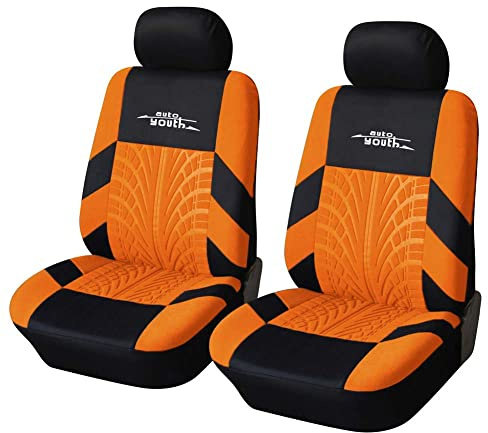 AUTOYOUTH Autositzbezüge für Vordersitze Autositzschoner Reifenschienen Autositzzubehör, Orange