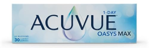 ACUVUE OASYS MAX 1-Day Tageskontaktlinsen – Helfen dabei, das Gefühl von müden & trockenen Augen zu reduzieren – 30 Tageskontaktlinsen mit +1.75 dpt und BC 8.5 – UV Schutz & angenehmes Tragegefühl