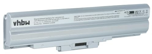 vhbw Akku kompatibel mit Sony Vaio VPCCW1ZEG/BU | VPCCW1AHJ, VPCCW1S1E Notebook (4400 mAh, 11,1 V, Li-Ion) - silber