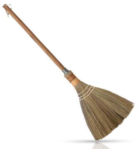 BMart Home Natural Whisk Sweeping Hand Handle Broom - Vietnamese Straw Soft Broom for Cleaning Dustpan Indoor-Outdoor, Sofa, Car Hood, Decoration Items - 9.84'' Width, 27.55 Length