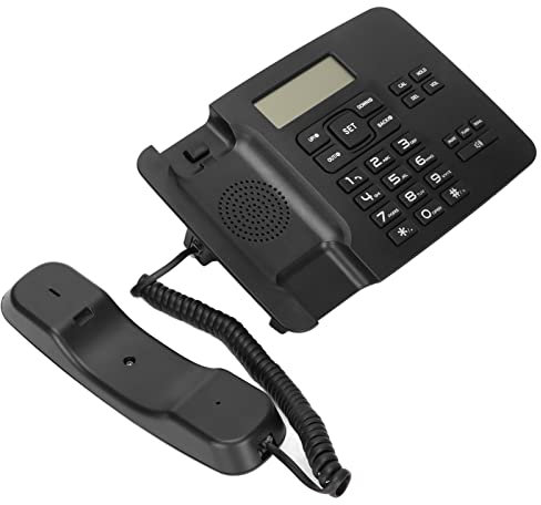 Telefono a filo di casa, funzione di ricomposizione ID chiamante a mani libere a 16 cifre Display LCD Telefono fisso cablato Funzione di precomposizione con segreteria telefonica per ufficio(Nero)