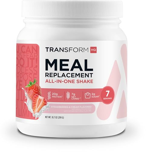 TransformHQ Meal Replacement Shake Powder 7 Servings (Strawberries & Cream) - Gluten Free, Non-GMO