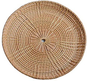 Corbeille en Osier Ronde - Plateau de Service en Rotin pour Mariage, Petit Déjeuner, Boissons, Collations et Pain - Panier à Pain Rond