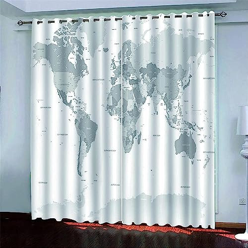 Vorhang Kinderzimmer Einfache Karte Kinder Vorhänge Mit Ösen Polyester Gardinen Thermovorhang Blickdicht Ösenschal Kindergardinen 220 X 215 cm (B X H) Für Wohnzimmer,2Er Set
