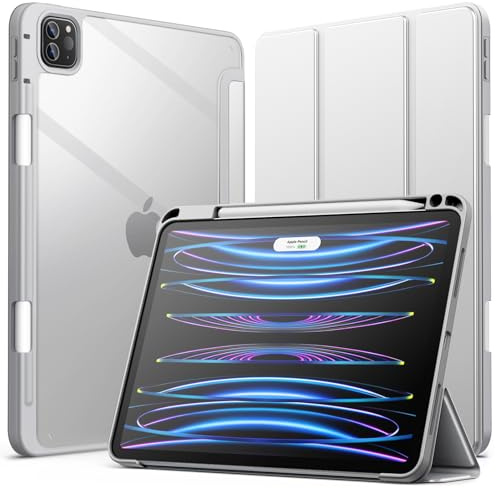 JETech Hülle für iPad Pro 11 4/3/2/1 (2022/2021/2020/2018), Silber | Transparente Rückseite, Stifthalter, Schlanker Stoßschutz, Dreifach-Ständer
