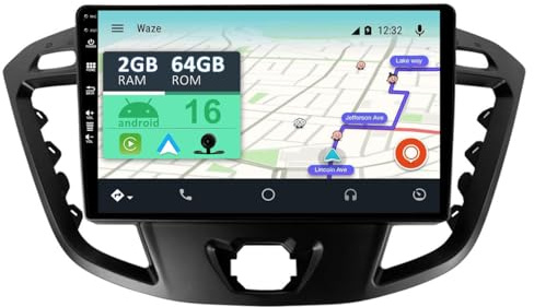 YUNTX [2+64GB] Android 16 Autoradio mit Navi für Ford Tourneo/Transit/Custom (2013-2021)-CarPlay/Android Auto/GPS/Lenkradsteuerung/MirrorLink/Bluetooth 5.0-IPS 9 Touchscreen-mit Kamera