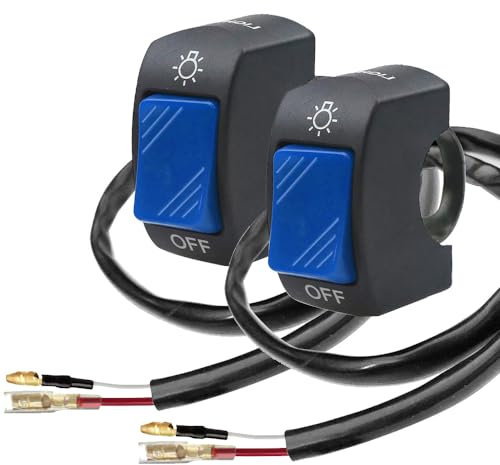 Gebildet 2pièces Interrupteur de Guidon de Moto Interrupteur à Bascule de Guidon avec Bouton Poussoir on/Off pour Motos U5 U7 U2 Scooter Electrombile moto-7/8 inch 22mm(Ble