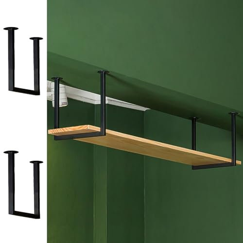 Industrielle Regalhalterung (keine Planke), 30 cm x 30 cm Deckenmontage Rohr Regal mit Montageschraube, Metall Hängende Regalhalterung, für Küche Esszimmer Bar (Color : Black, Size : 2 Pack)