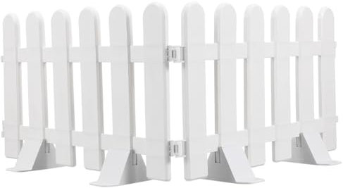 Toddmomy 2pcs White Picket Garden Fence with 4 Base - Plastic Flower Fence Decorations for Outdoor