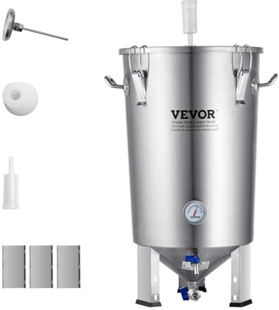 VEVOR Bierbrauanlage Bierbraugerät Edelstahl 30 L Bierfermenter, Braueimer-Fermenter zum Brauen, Heimbrauzubehör mit Sockel, Kessel-Suppentopf inkl. Deckel, Griff, Ventil, Zapfhahn
