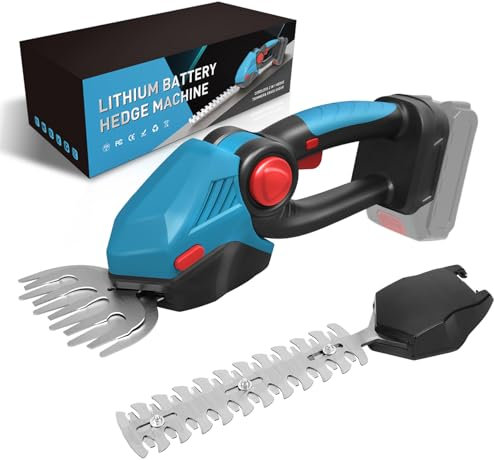 Gartenschere Akku kompatibel mit Makita 18V, Akku Gras- und Strauchschere, 2 in 1 Mini Handheld Elektrischer Grasschere für Schnitt von Rasenkanten, 8.6 inch (Strauch) / 5.8 inch (Gras) (Blau)