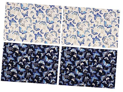 DIYEAH 4 Stück Schmetterlingsdruck-Patchwork Quadrate aus Baumwollstoff Baumwoll-Patchwork mit Schmetterlingen Stoff Stoff selber Machen Quiltzubehör Quilten von Baumwollstoffen Baumwolle