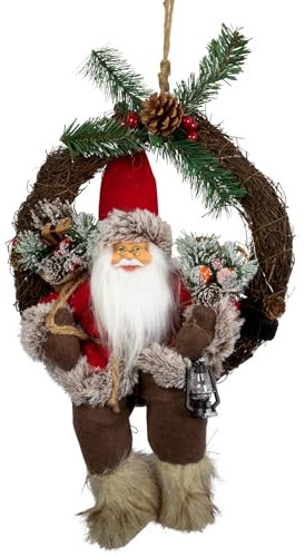 Christmas Paradise LED Weihnachtlicher Türkranz mit Weihnachtsmann 30cm Weihnachtsdeko rot