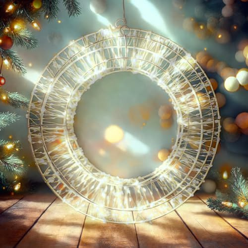 HAGO24 | Lichterkranz | Ø38cm | Warmweiß | Lichterkette | Türkranz | Weihnachtsdeko | 960 LEDs | Metall | Kranz | Deko | Strombetrieben | Timer | Weihnachten | Weihnachtskranz |