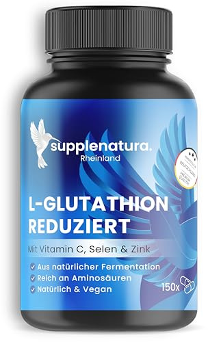 L GLUTATHION reduziert zu 98% | 500 mg je Kapsel | 150 Kapseln | MAGENSAFTRESISTENT | Gluthation von SUPPLENATURA®