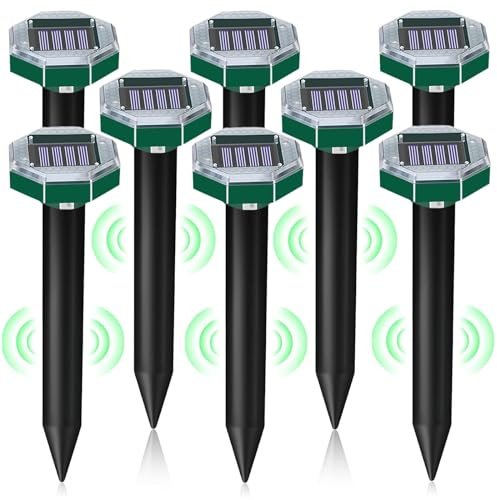 Scaccia Talpe Ultrasuoni Solare 8 Pezzi,Dissuasori per Talpe Professionali,Contro Talpe,Scaccia Talpe con Impermeabile,Respinge Le Talpe e Serpente,Gopher per Giardini e Prati