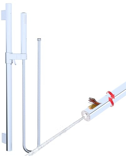High Pressure Handheld Shower Head with Slide Bar Combo, Adjustable Shower Riser Rail Kit 21.8 inch, 2 Function Rainfall and Jet Spray, 59 Inch Stainless Steel Hose, Chrome