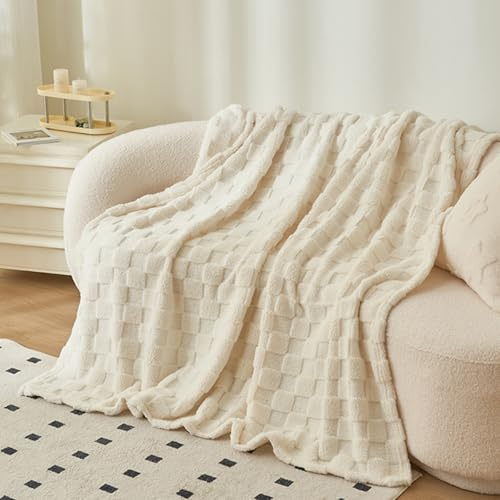 GKXLH Kuscheldecke Flauschig - Weiche Baumwoll Fleecedecke Kuscheldecke Beige, Fuzzy Kuschelig Flauschige Decke, Kaninchen Kunstfell Leichte Blanket, Warme Decke für Couch Bett Sofa (Beige, 100X160)
